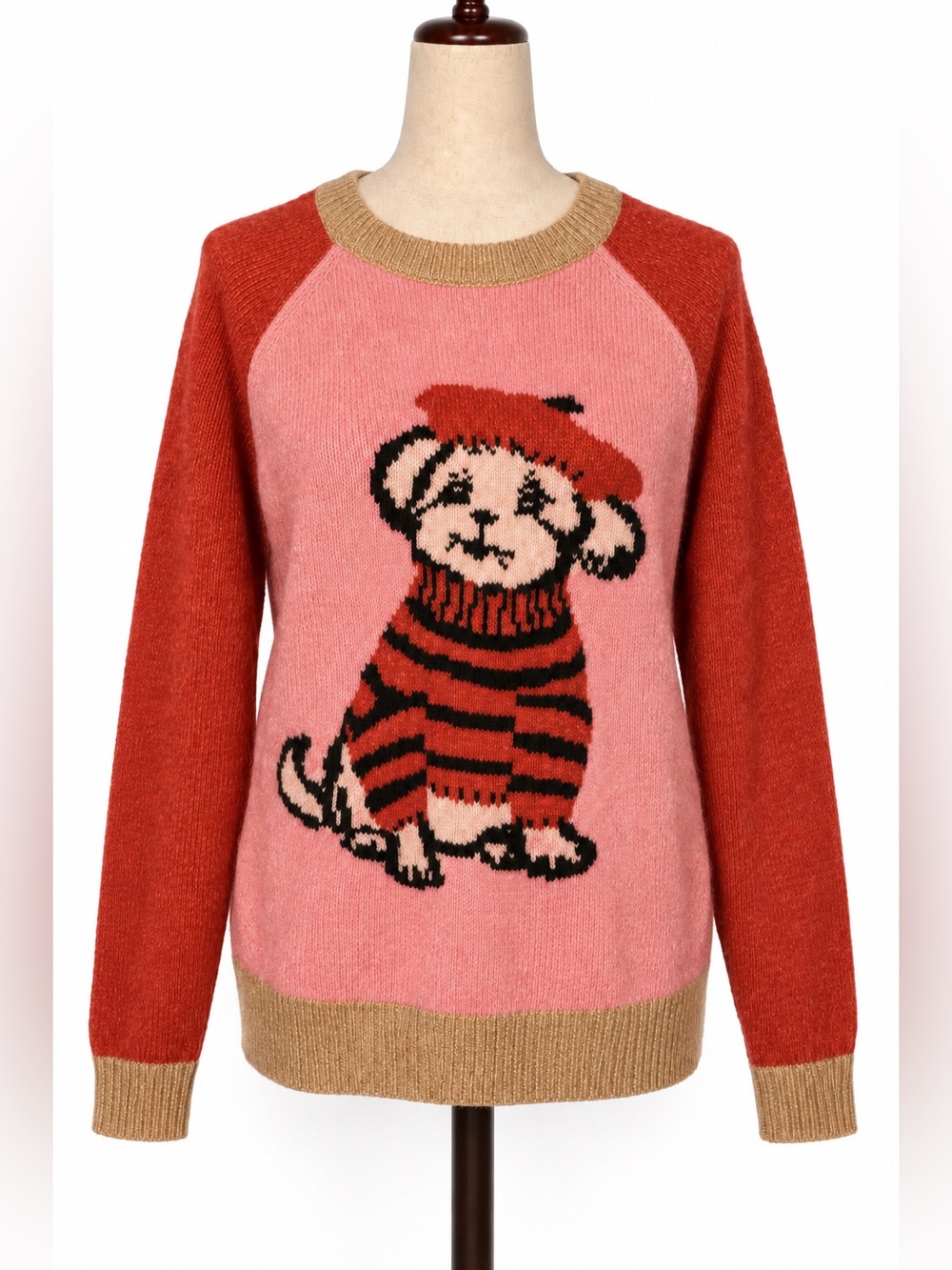 NWT French Poodle Colorblock pink & red Parisian dog sweater.  St. John's Bay- M